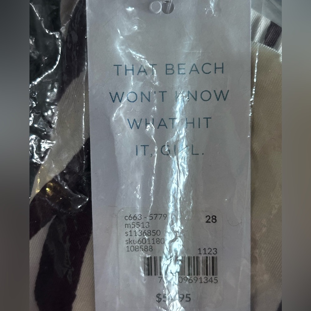 Lane Bryant zebra stripe side slit swim skirt, super plus sizes - Picture 7 of 13